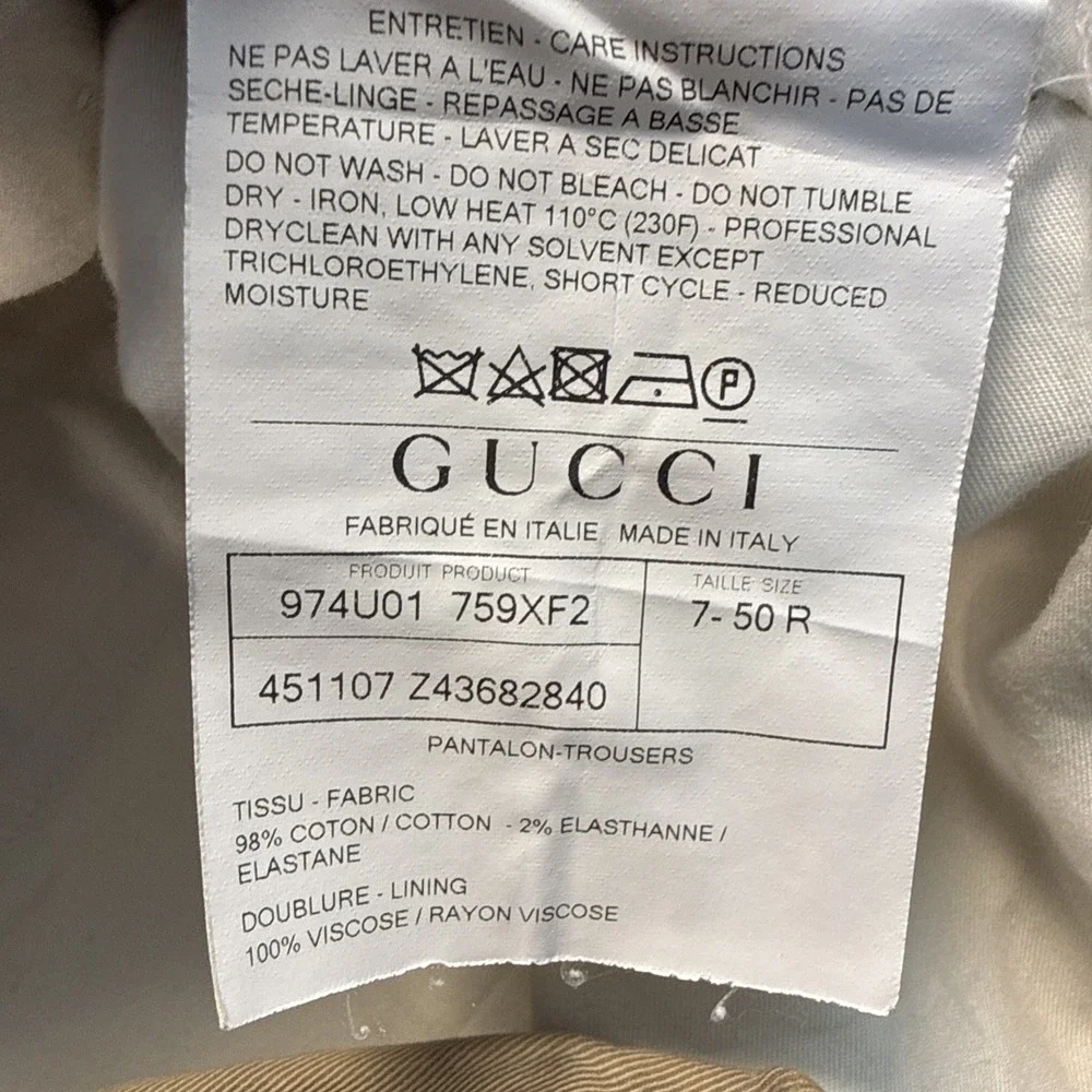 Gucci Men's Khaki Cotton Stretch Formal Pant Size 50R (34-35) 451107 Z43682840